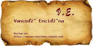Vancsó Enciána névjegykártya